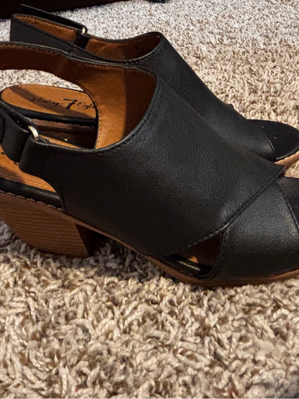 Black Open-Toe Block Heel Sandals